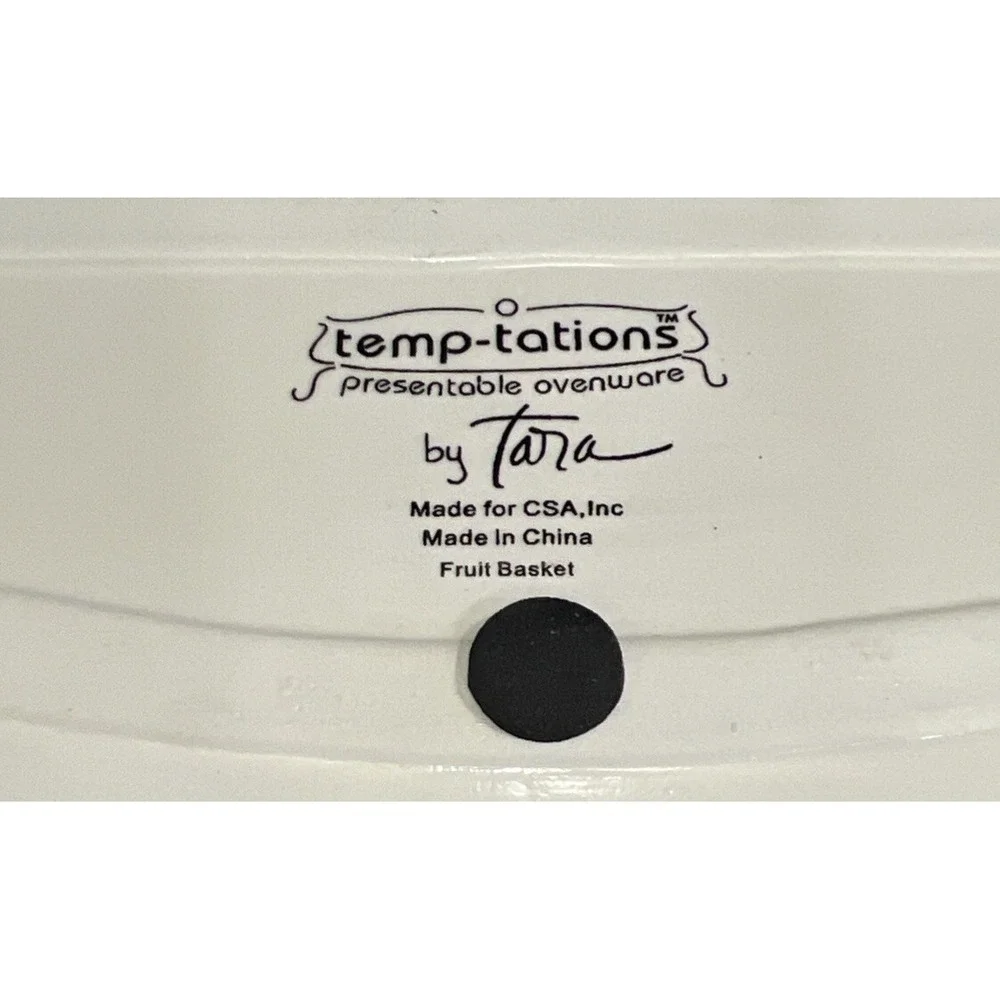 Temptations By Tara Fruit Basket Ceramic Trivet Hot Plate Oval 12.5